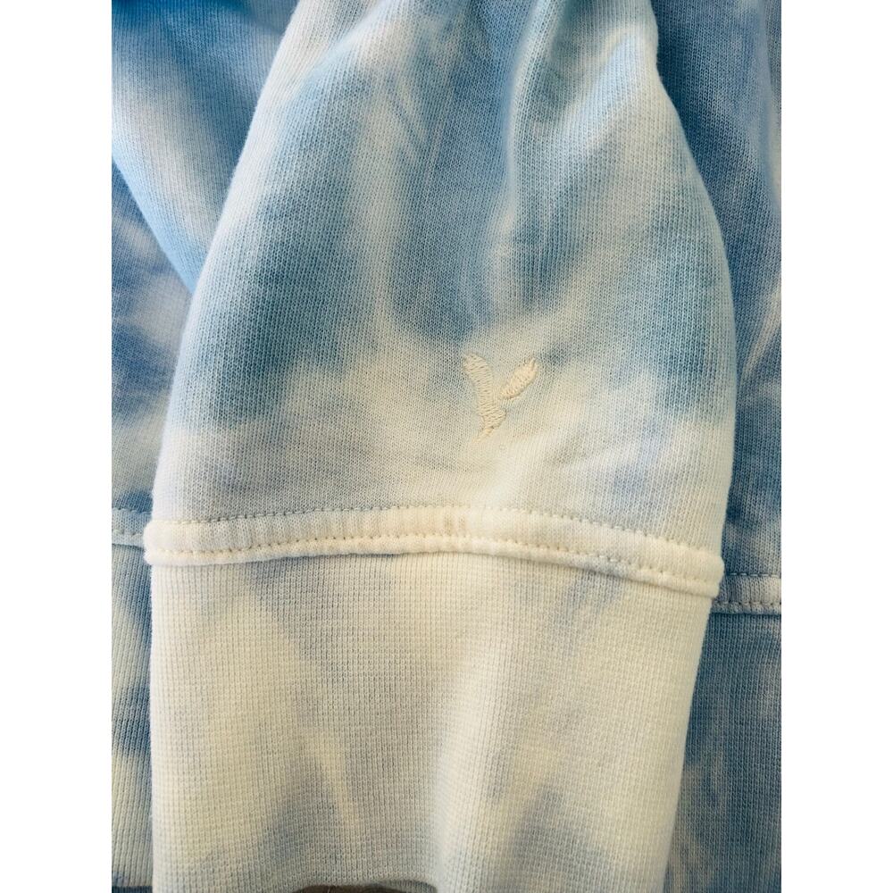 American Eagle XXL Blue White Tie Dye Oversized Hoodie Sweatshirt Cotton - Picture 5 of 8